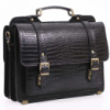 Портфель ручної роботи з шкіри під крокодила Чорний (1939517755)
