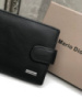Натуральна шкіра. Чорний чоловічий гаманець у фірмовій коробці, на кнопці (1246)