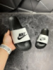 Шлепанцы кожаные мужские NIKE White! Брендовые летние тапочки! Натуральная Кожа!