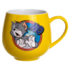 Праздничная фарфоровая чашка «Веселые Герои» 400 мл, Кружка детская с фарфора на подарок Желтая FM-13NO
