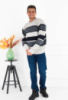 Чоловічий смугастий светр батал
