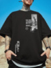 Футболка чорна з ДТФ принтом (оверсайз) | 57-346