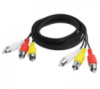 Кабель Audio-Video 3хRCA (попа) => 3хRCA (папа), CCA, круглый, Black, 1,2м, (OEM)