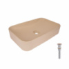 Раковина накладна Qtap Tern 610x350x135 мм, Beige, прямокутна, з донним клапаном QTTER188SB49790
