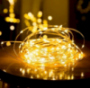 Гирлянда нить «Роса» 50 LED, 5 метров, на батарейке+USB тепло - белый (желтый) Оптом