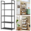 Підлогова полиця-стелаж для дому 147×50.5×27 см 5-рівнева TVT-04 Чорна