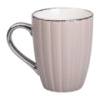 Чашка фарфоровая 400 (мл) с серебристым ободком и ручкой для чая, кофе Кремовая RX-N231315CO