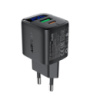 Мережевий зарядний пристрій ACEFAST A114 PD25W GaN charger (USB-A+USB-C) with digital display Black (6974316284437)
