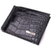 Зручний чоловічий затиск із натуральної фактурної шкіри під крокодила 722886 Чорний