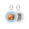 Адресник для собак і котів металевий WAUDOG Smart ID з QR паспортом, малюнок «Гамбургер», коло, Д 25 мм