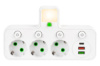 Мережевий розгалужувач на 3 розетки з 2 USB + 1 Type-C з кнопками (125402)