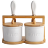 Набор масленок для сливочного масла и намазок 2 (шт)  с ножами 2 (шт) на бамбуковой подставке SCT-641