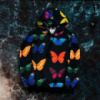 Худи черная с разноцветными бабочками 6-188