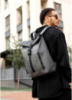 Чоловічий рюкзак ролл сірий графітовий шкіра еко