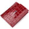 Лакированный женский кошелек на магните из натуральной кожис тиснением под крокодила KARYA 21186 Красный
