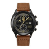 Чоловічий наручний годинник Awarder 016 Black-Brown із золотим Тризубом та коричневим ремінцем