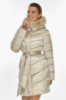 Куртка женская Braggart зимняя с натуральной опушкой на капюшоне и с поясом - 57635 кварцевый цвет