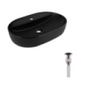 Комплект Qtap Scorpio: Раковина накладна 600x400x120 мм, Matt Black, овальна + Донний клапан Pop-up PU03