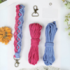Набор макраме для рукоделия для ручной пряжи плетёного брелока «Петля» для ключей 22х3 см,розовый с голубым