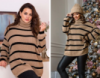 46-54, Жіночий светр теплий. женский свитер в полоску под горло, Вязаный свитер оверсайз