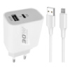 Мережевий зарядний пристрій Konfulon C89Q, Cable Micro, QC 3.0 20W, PD 30W, White