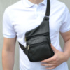 Мужская сумка из натуральной кожи, тактическая сумка - мессенджер черная, тактическая сумка на грудь