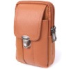 Чоловіча сумка на пояс на два відділення з натуральної шкіри 722737 Рудий
