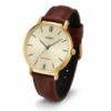 Жіночий годинник Casio LTP-VT01GL-9B з золотистим циферблатом та коричневим шкіряним ремінцем