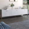 Тумба под телевизор на 3 ящика LION Wood с золотыми ножками 160х65х40 см Бетон style (LION-042988)