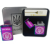 Дуговая электроимпульсная USB зажигалка Украина металлическая коробка HL-447. Цвет: хамелеон