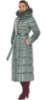 Куртка женская зимняя длинная с опушкой из кролика на капюшоне и поясом - 59485 цвет турмалин
