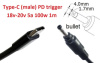 Кабель-переходник триггер PD 18-20v Type-C (max 5a, 100w) на 4.0x1.7mm (bullet) 1m з USB Type-C (male) Power