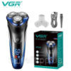 Електробритва VGR V-387 для чоловіків, роторна для вологого та сухого гоління, Бездротова електробритва