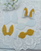 Вирубка бантик «Зайчик» біло-золотий 6*5,7 см з фоамірану з глітером,набір деталей.