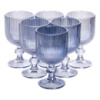 Набор бокалов для вина 6 (шт) по бокалы под вино 220 (мл) на ножке бокалы винные Голубой HP-19-7114BL