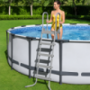 Bestway 58337 (висота 132 см) драбина з платформою, металеві сходи для каркасного та надувного басейну до 132 см