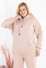 Жіночий світло-бежевий спортивний костюм батал на флісі