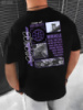 Футболка з ДТФ принтом (оверсайз) - Чорний - 57-356
