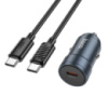 Автомобільний зарядний пристрій HOCO Z57 Glorious single-port PD30W car charger set (C to C) Metal Gray (6942007633086)
