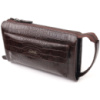 Зручний клатч для чоловіків із натуральної фактурної шкіри з тисненням під крокодила 721561 Коричневий