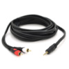 Кабель DC3.5 (папа) => 2хRCA (папа), GOLD Jack, CU, Stereo, круглый, Black, 5,0 м, (Пакет) премиум Q50