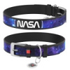 Нашийник для собак шкіряний WAUDOG Design з QR паспортом, малюнок «NASA21»,  XXS, Ш 12 мм, Д 18-24 см, чорний