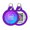 Адресник для собак і котів металевий WAUDOG Smart ID з QR паспортом, малюнок «Градієнт фіолетовий», коло, Д 30 мм