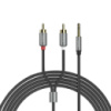 Адіо кабель Aux Hoco UPA10 Lotus Double RCA Audio 3.5 mm (1,5м) Сірий - купити в SmartEra.ua