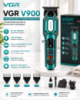 Акумуляторна машинка для стрижки VGR V900 Green з набором насадок