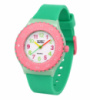 Дитячий годинник Better 004 Green-Pink-White кварцовий зі стрілочним циферблатом та силіконовим ремінцем