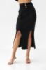 Трикотажна мідіспідниця з розрізами — чорний колір, L (є розміри)