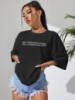 Жіноча футболка чорна з мерчем | 61-049