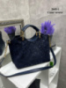 Синя - натуральний замш - вдавка — стильна сумка на три відділення — фурнітура золото — топ  (2049-1)