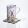 Чашка порцелянова Garden Rabbits для чаю та кави  з блюдцем і ложкою 300 мл HP-7323-1